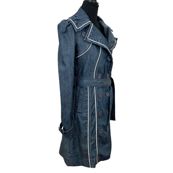 VINTAGE 90s-Y2K Guess Denim Trench Coat Jacket - Picture 7 of 14